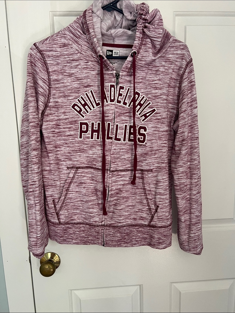 New Era Philadelphia Phillies Marled Hoodie Sweatshirt. Maroon & White
